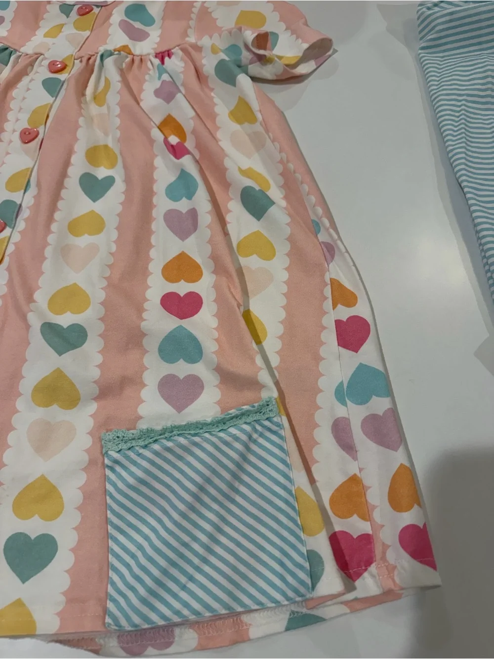 SweetHoney Girls' Pink Heart Print Tunic & Stripe Leggings Set Size 10 EUC